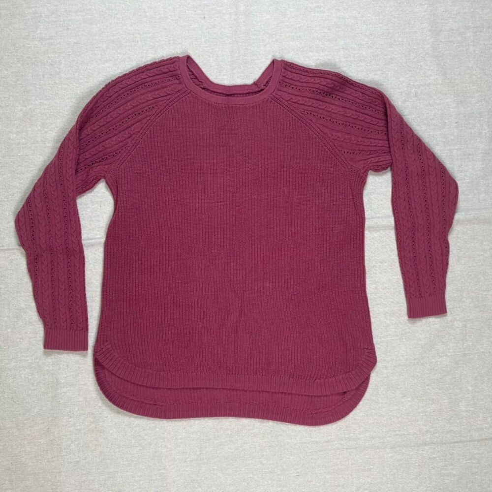 Sonoma | Mauve Crew Neck Cable Knit Sleeve Sweater | Large